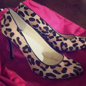 Calf hair leopard print heels
